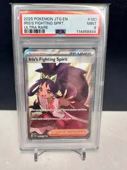 2025 POKEMON JTG EN-JOURNEY TOGETHER ULTRA RARE IRIS'S FIGHTING SPIRIT PSA 9 - Image 3