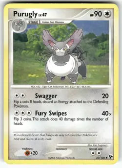 Purugly Great Encounters Uncommon Pokemon Moderately played - Image 1