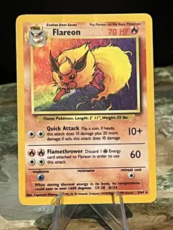 Pokemon TCG Flareon Jungle 3/64 Holo Unlimited Holo Rare - Image 1