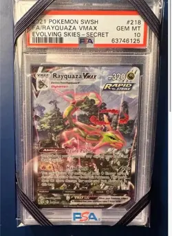 Pokemon Evolving Skies Rayquaza VMAX Alt Art 218/203 PSA 10 Gem Mint 2021 - Image 1