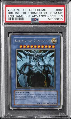 2003 YU-GI-OH! PROMO #002 OBELISK THE TORMENTOR PSA 10 - Image 1