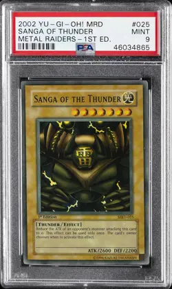2002 YU-GI-OH! MRD-METAL RAIDERS 1ST ED #025 SANGA OF THE THUNDER PSA 9 - Image 1