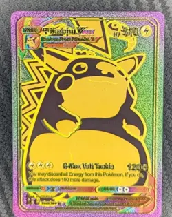 Pokemon Pikachu Vmax Rainbow Foil Fan Art Textured Collector Card G Max Volt - Image 1