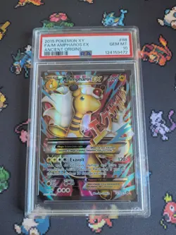 PSA 10 GEM MINT M Ampharos EX Full Art Pokemon Card 88/98 Ancient Origins - Image 1