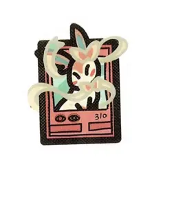 Pokemon Derpy Fan Art Mini Card Sticker 1.25" Sylveon - Image 1