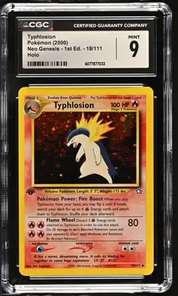 CGC 9 MINT Typhlosion Neo Genesis 1st Edition 18/111 Holo Pokemon Card - Image 1