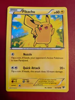 XY Base Set Pikachu Holo 42/146 - Movie Promo Pokemon Card Excellent Condition - Image 1