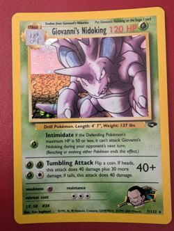 Giovanni's Nidoking 7/132 Gym Challenge Holo Pokemon Card Excellent Condition - Image 1