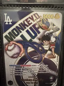 One Piece Card Game: LA Dodgers Monkey D Luffy Custom Card Proxy Cards EB02-010 - Image 1