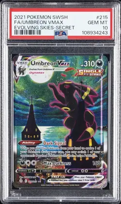 2021 POKEMON SWORD & SHIELD EVOLVING SKIES SECRET FULL ART/UMBREON VMAX PSA 10 - Image 1