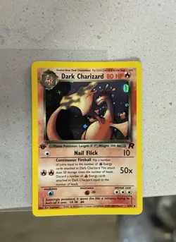 Pokemon TCG Dark Charizard Team Rocket 1st Edition Holo Rare #4 SWIRL! - Image 1