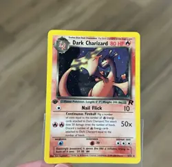 Pokemon TCG Dark Charizard Team Rocket 1st Edition Holo Rare #4 SWIRL! - Image 3