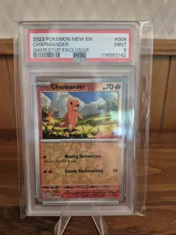 Pokemon 151 Charmander 004/165 Reverse Holo GameStop Stamped Promo PSA 9 - Image 1