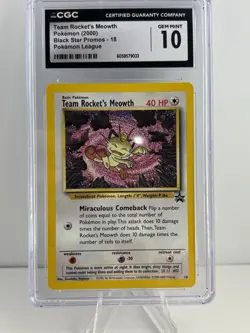 Team Rocket's Meowth 18/53 Wotc Black Star Promo Pokemon CGG 10 **GEM MINT** - Image 1