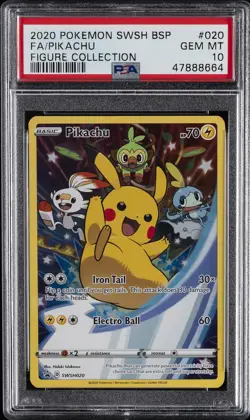 2020 POKEMON SWSH PROMO FIGURE COLLECTION #020 FULL ART/PIKACHU PSA 10 - Image 1