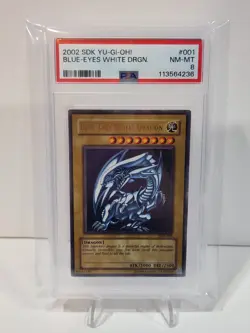 Vintage 2002 Yugioh Blue-Eyes White Dragon SDK-001 PSA 8 - Image 1