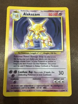 Pokemon Alakazam TCG Base Set Holo Rare Card 1/102 - Image 1