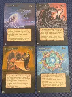 card magic MTG- hymn to Tourach-4 original hand painted altered cards - Image 1