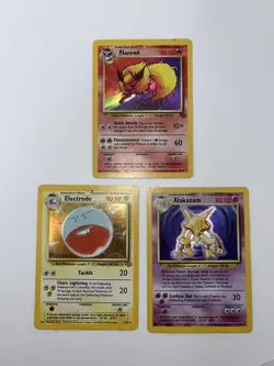 Pokemon Cards Lot Of 3 Holo Holographic HP Flareon Alakazam Electrode Vintage - Image 1