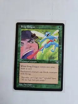 Frog Tongue - Tempest - LP - MTG Magic - Common - Green Enchant Creature - Image 1