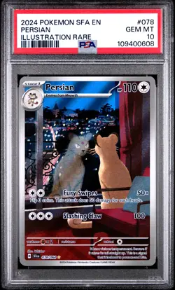 2024 POKEMON SFA EN-SHROUDED FABLE ILLUSTRATION RARE #078 PERSIAN PSA 10 - Image 1