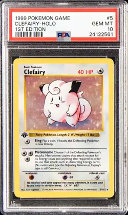 1999 POKEMON BASE SET 1ST EDITION #5 CLEFAIRY-HOLO PSA 10 - Image 1