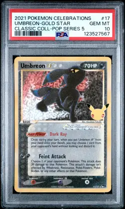 2021 POKEMON CELEBRATIONS CLASSIC COLL #17 UMBREON-GOLD STAR PSA 10 - Image 1