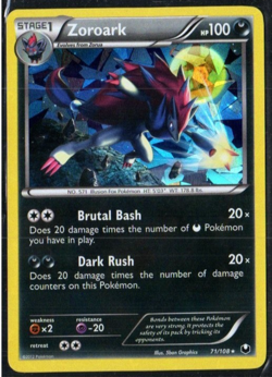 Zoroark 71/108 Cracked Ice Holo Rare Pokemon Deck Exclusive NM - Image 1