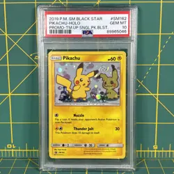 *HD SWIRL* 2019 POKEMON BLACK STAR PROMO SM162 PIKACHU HOLO PSA 10 TEAM UP - Image 1
