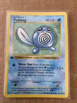 Pokemon TCG Poliwag Base Set 59/102 1st Edition Never Played Near Mint - Image 1