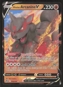 Pokemon TCG SWSH12: Silver Tempest #090/195 Hisuian Arcanine V NM - Image 1