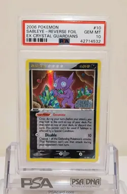 2006 POKEMON EX CRYSTAL GUARDIANS #10 SABLEYE-REVERSE FOIL PSA 10 - Image 1
