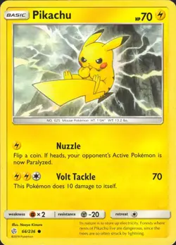 Pikachu 66/236 Common SM - Cosmic Eclipse Pokemon Card LP - Image 1