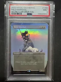2022 MTG SECRET LAIR DROP FOIL #1168 FIELD MARSHAL PSA 9 - Image 1