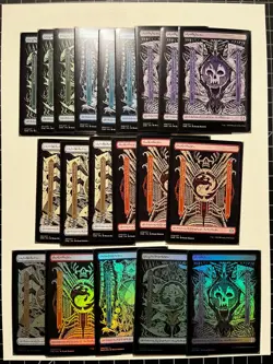 LOT of 20 Full Art Phyrexian Text Basic Land Set, Incl 5 FOlLS!- Phyrexia - MTG - Image 1