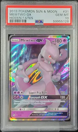 ✨ PSA 10 Pokemon Sun & Moon Hidden Fates #31 Mewtwo GX - Image 1
