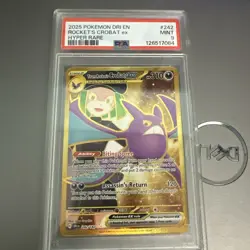 2025 Pokemon Destined Rivals Team Rockets Crobat EX #242 Hyper Rare PSA 9 - Image 1