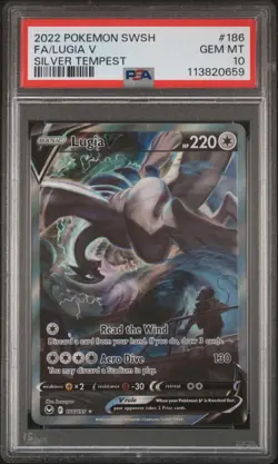 2022 POKEMON SWORD & SHIELD SILVER TEMPEST #186 FULL ART/LUGIA V PSA 10 - Image 1