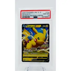 Pokemon 2020 Japanese Pikachu V- Pika Pika 122/S-P, Graded PSA Gem Mint 10 - Image 1