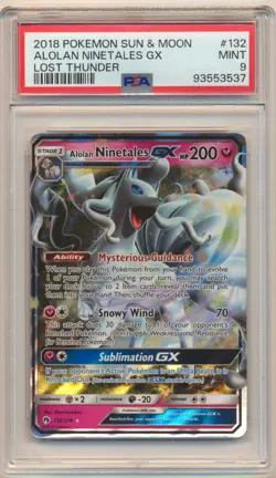 2018 POKEMON SUN & MOON LOST THUNDER ALOLAN NINETALES GX #132 PSA 9 - Image 1