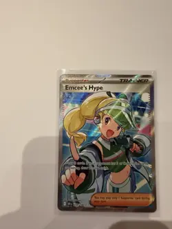 Pokemon TCG Destined Rivals Emcee's Hype Ultra Rare Holo Card 220/182 - Image 1