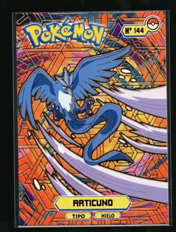 ARTICUNO #144 Card Tops Pokedex Database - Pokemon *GOLD HOLO FOIL DESIGN* - Image 1