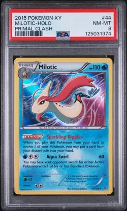 2015 POKEMON XY PRIMAL CLASH #44 MILOTIC-HOLO PSA 8 - Image 1