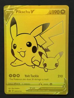 2021 Pikachu V SWSH145 Promo Pokemon UPC Full Art Holo Gold English - Image 1