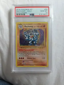 PSA 10 Gem Mint 2016 Pokemon XY Evolutions #59 Machamp Holo - Image 1