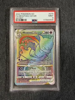 Pokemon Go 2022 Secret Rare Mewtwo VSTAR PSA 9 MINT - Image 1