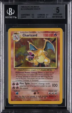 1999 POKEMON BASE SET HOLO ##4 CHARIZARD BGS 5 - Image 1