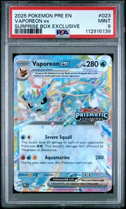 2025 POKEMON PRE EN-PRISMATIC EVOLUTIONS #023 VAPOREON EX PSA 9 - Image 1