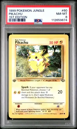 1999 POKEMON JUNGLE 1ST ED #60 PIKACHU PSA 8 - Image 1
