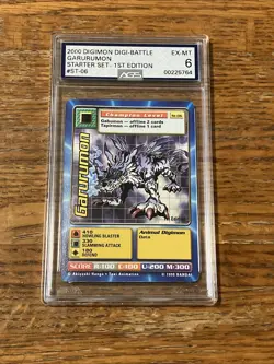 Digimon Trading Card Starter Set Garurumon St-06 1st Edition Graded AGS 6 - Image 2